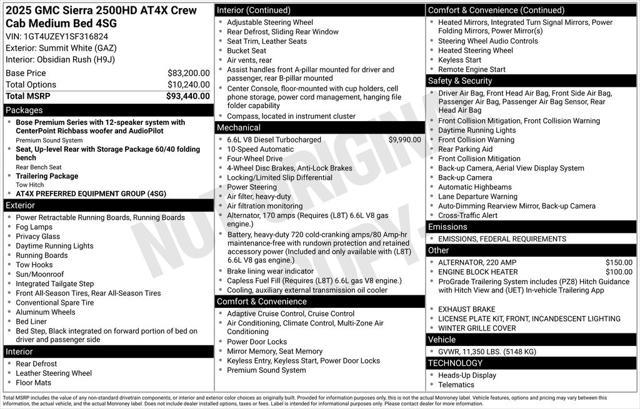 new 2025 GMC Sierra 2500 car, priced at $93,885