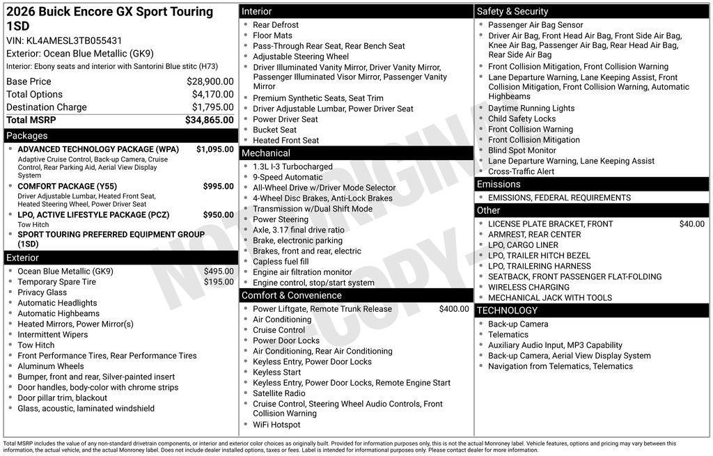 new 2026 Buick Encore GX car, priced at $28,865