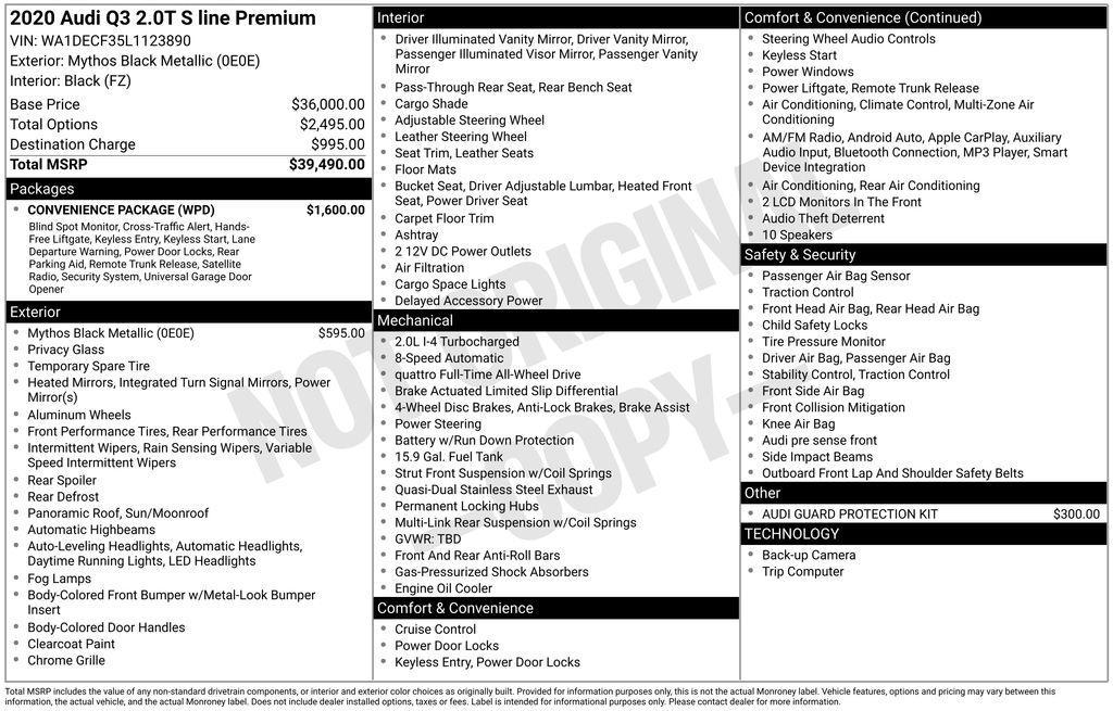 used 2020 Audi Q3 car, priced at $22,000