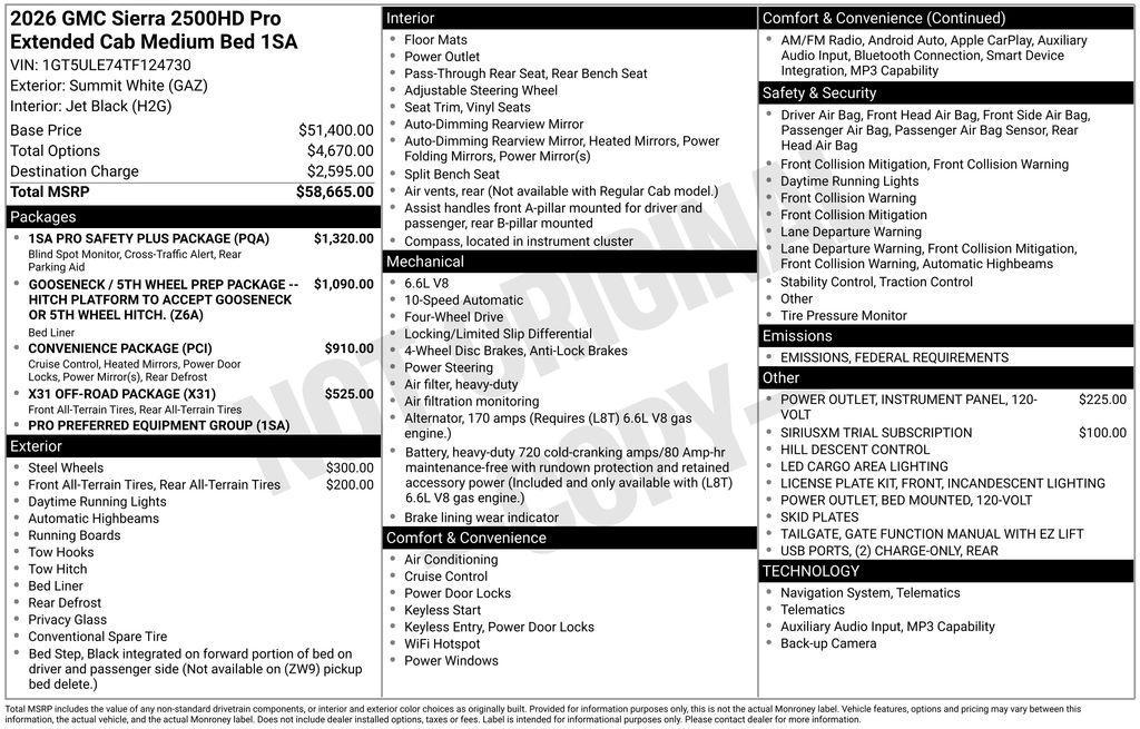 new 2026 GMC Sierra 2500 car, priced at $53,842