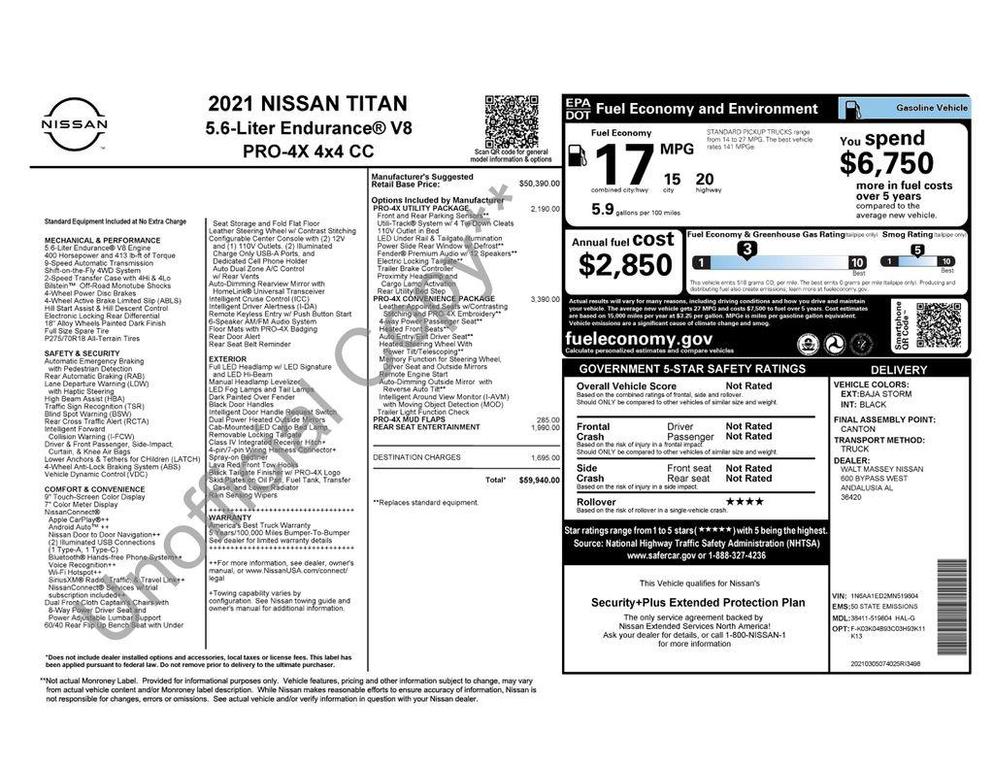 used 2021 Nissan Titan car, priced at $30,900