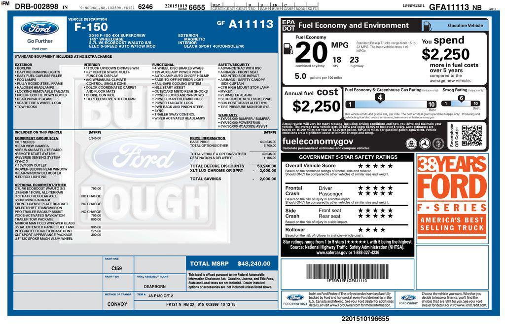 used 2016 Ford F-150 car, priced at $20,900