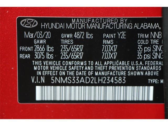 used 2020 Hyundai Santa Fe car, priced at $18,234