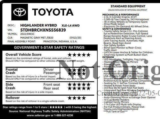 used 2022 Toyota Highlander Hybrid car, priced at $39,951