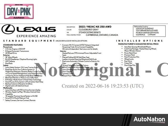 used 2022 Lexus NX 250 car, priced at $35,750