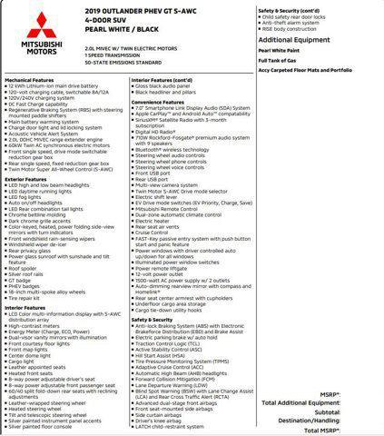 used 2019 Mitsubishi Outlander PHEV car, priced at $19,851