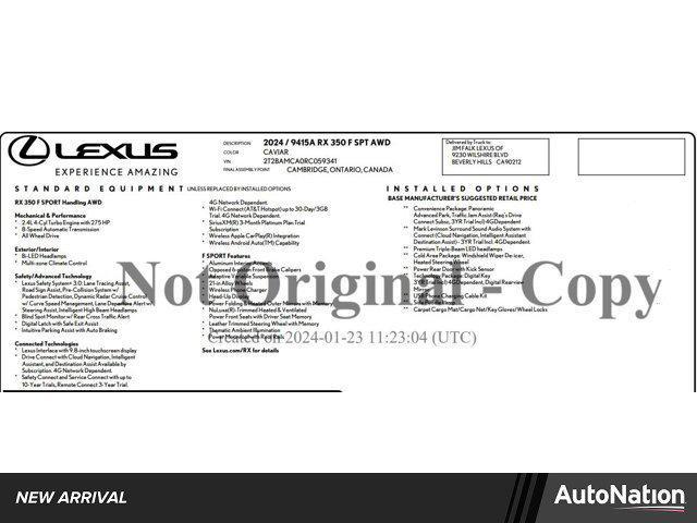 used 2024 Lexus RX 350 car, priced at $60,995