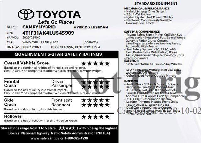 used 2020 Toyota Camry Hybrid car, priced at $24,951