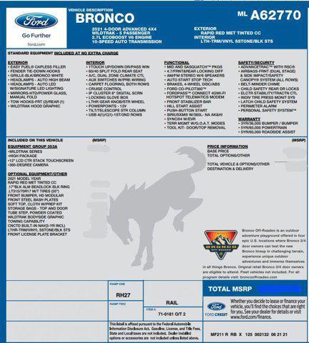 used 2021 Ford Bronco car, priced at $45,750