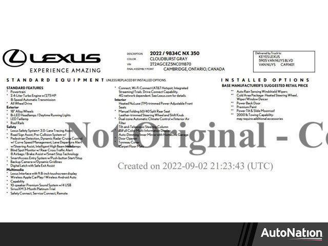 used 2022 Lexus NX 350 car, priced at $38,750