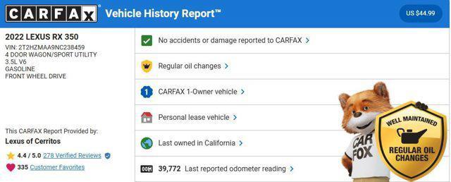 used 2022 Lexus RX 350 car, priced at $35,363