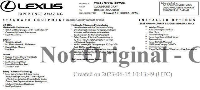 used 2024 Lexus UX 250h car, priced at $36,603