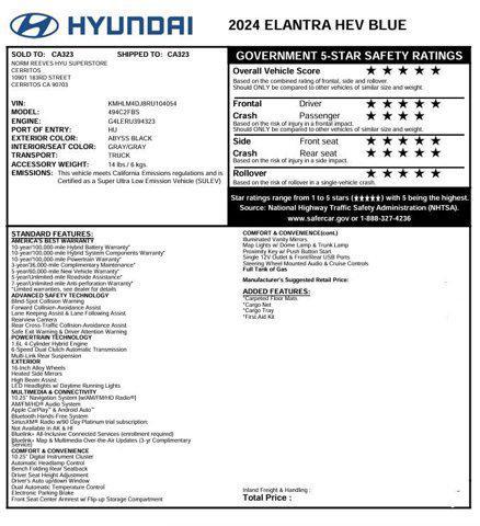 used 2024 Hyundai Elantra HEV car, priced at $22,500