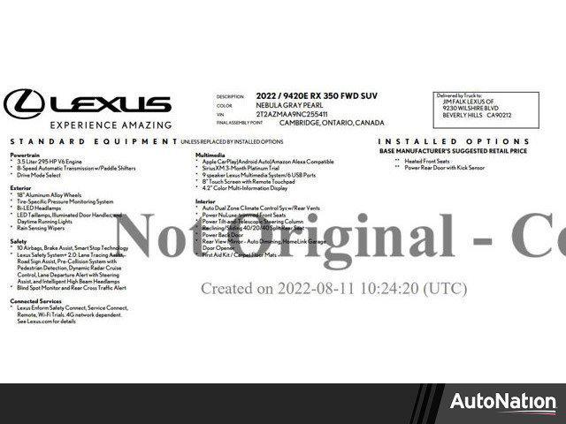 used 2022 Lexus RX 350 car, priced at $36,951