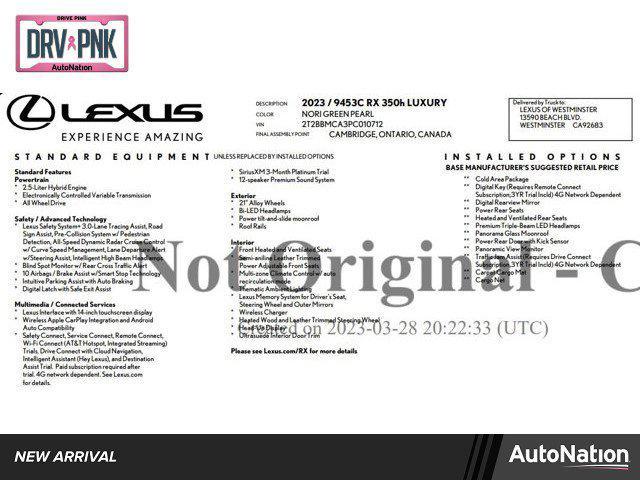 used 2023 Lexus RX 350 car, priced at $57,877