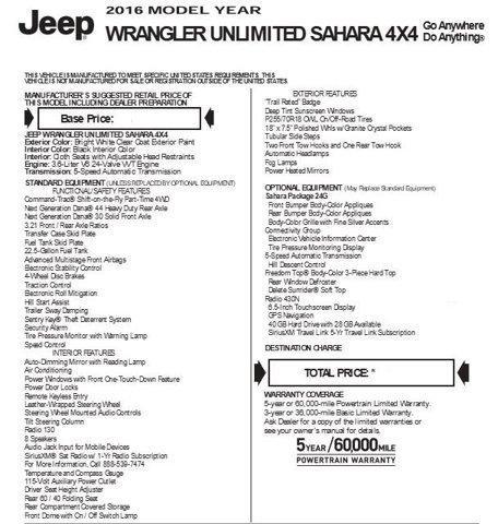 used 2016 Jeep Wrangler Unlimited car, priced at $24,500