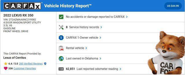used 2022 Lexus RX 350 car, priced at $34,500
