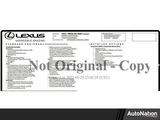 used 2022 Lexus NX 450h+ car, priced at $49,995