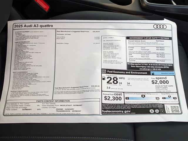 new 2025 Audi A3 car, priced at $39,495