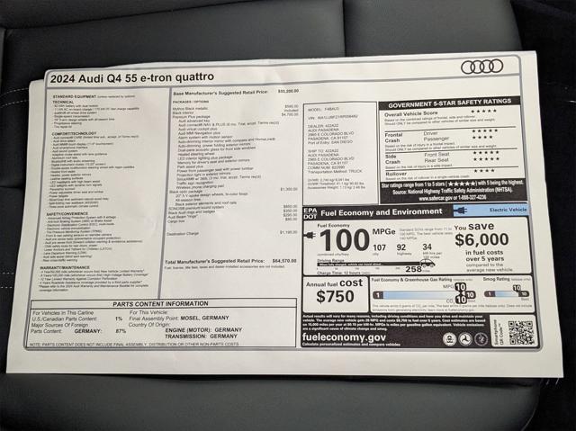 new 2024 Audi Q4 e-tron car, priced at $64,570