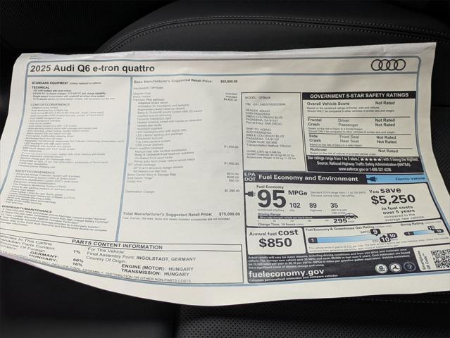new 2025 Audi Q6 e-tron car, priced at $75,090