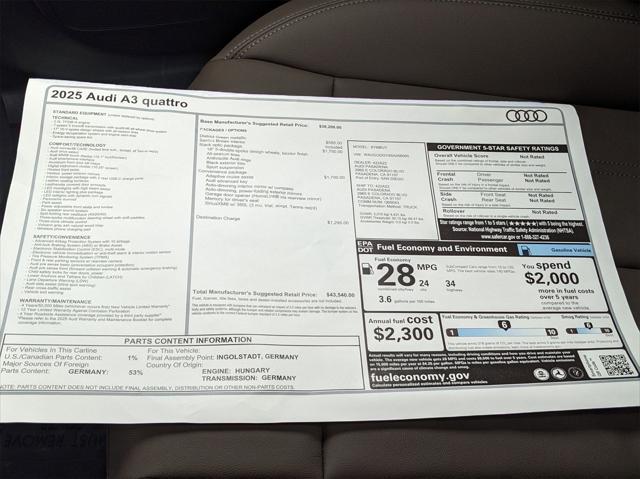 new 2025 Audi A3 car, priced at $43,540