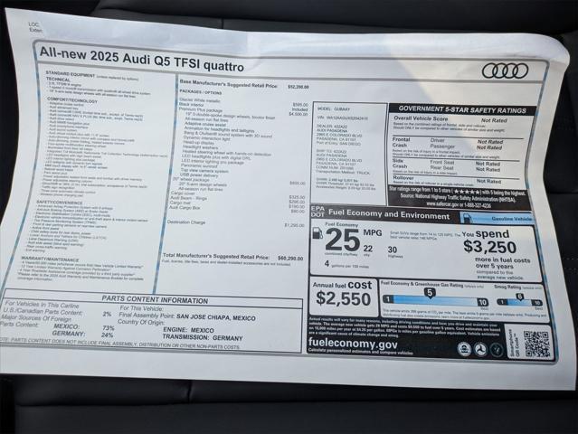 new 2025 Audi Q5 car, priced at $60,290