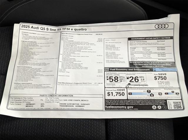 new 2025 Audi Q5 car, priced at $71,160