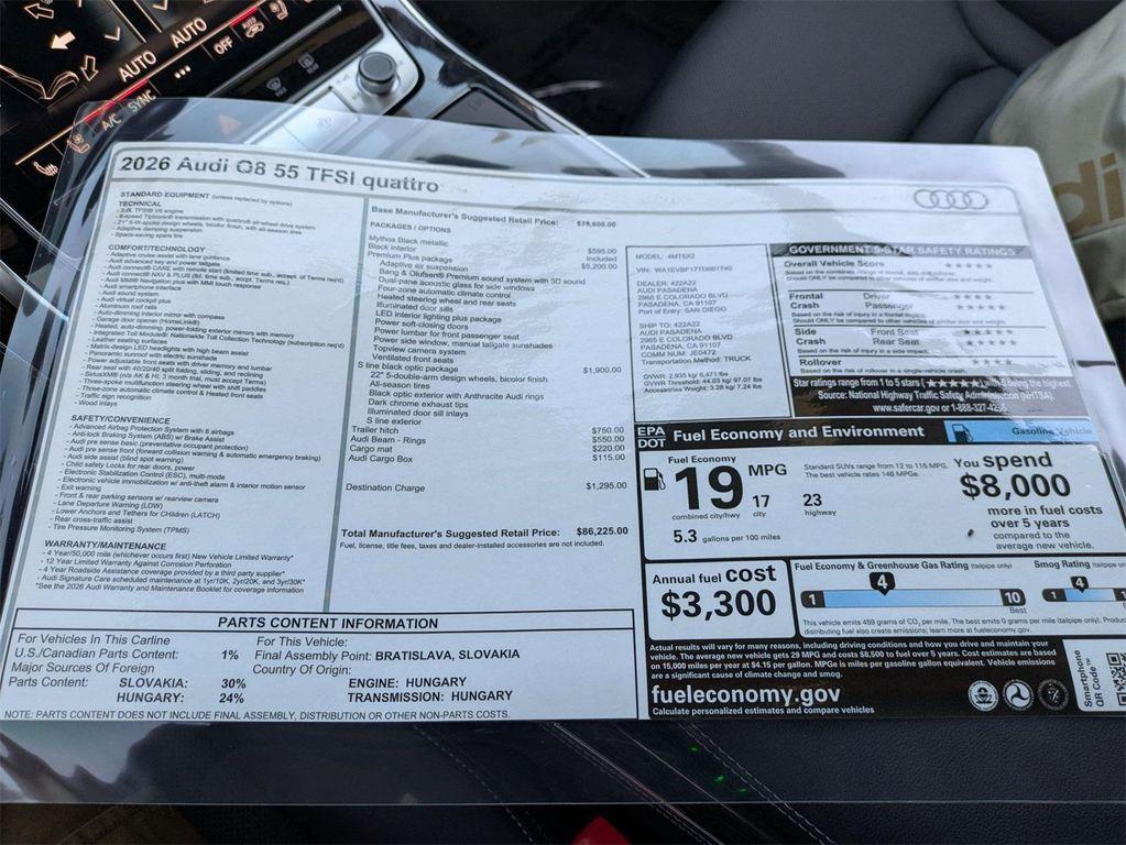 new 2026 Audi Q8 car, priced at $86,225