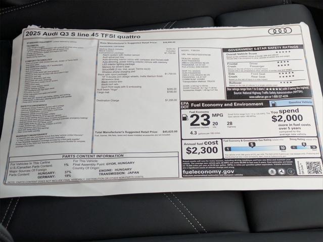new 2025 Audi Q3 car, priced at $45,625