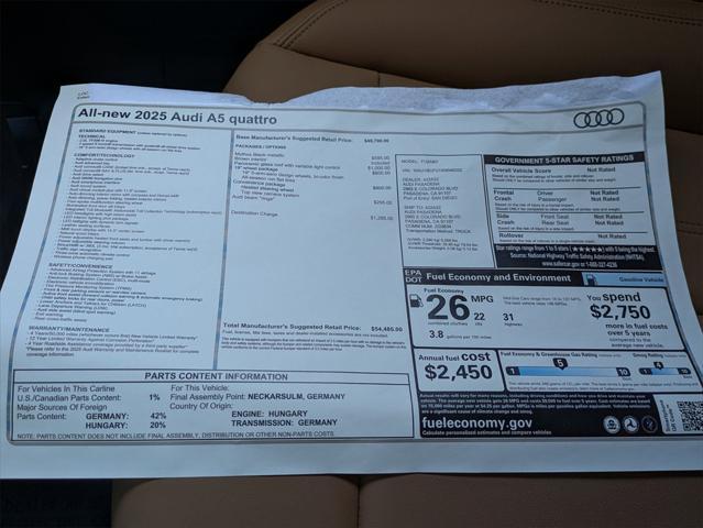 new 2025 Audi A5 car, priced at $54,485