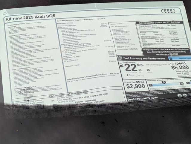 new 2025 Audi SQ5 car, priced at $73,450