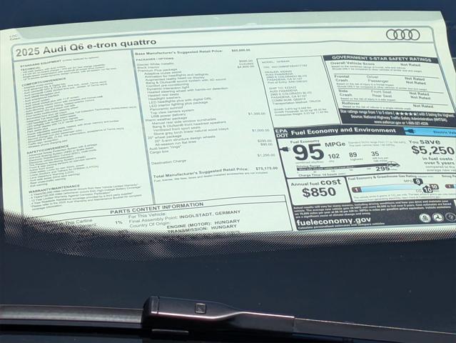 new 2025 Audi Q6 e-tron car, priced at $75,175
