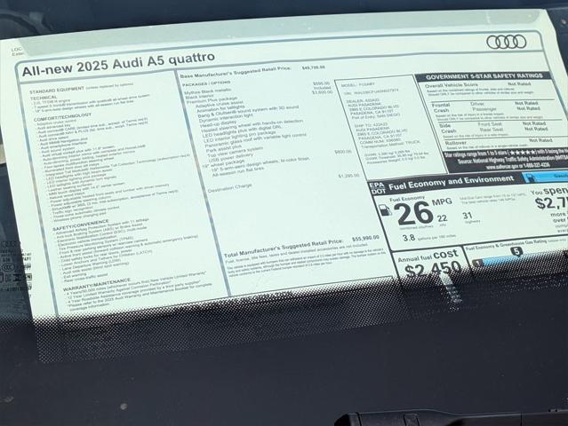 new 2025 Audi A5 car, priced at $55,990