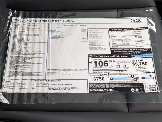new 2025 Audi A6 e-tron car, priced at $71,840
