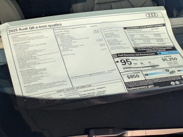 new 2025 Audi Q6 e-tron car, priced at $72,660