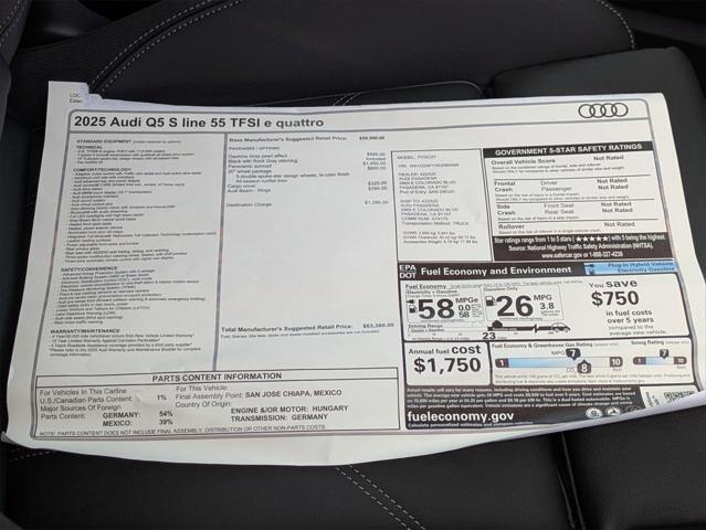 new 2025 Audi Q5 car, priced at $63,260