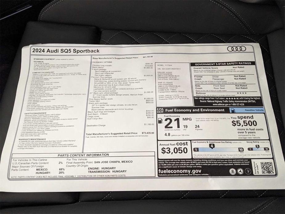 new 2024 Audi SQ5 car, priced at $73,435