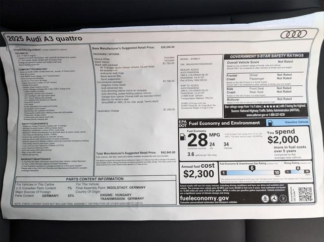 new 2025 Audi A3 car, priced at $42,945