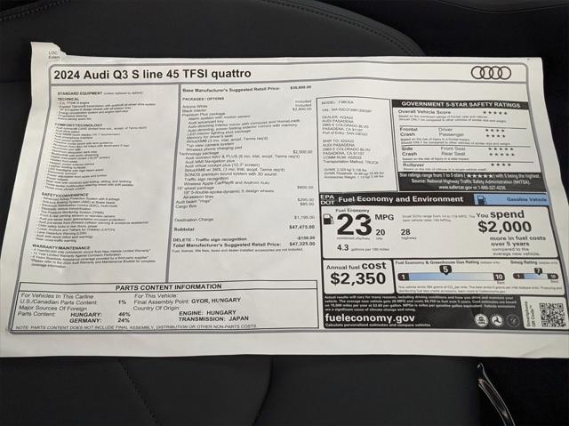 new 2024 Audi Q3 car, priced at $47,325