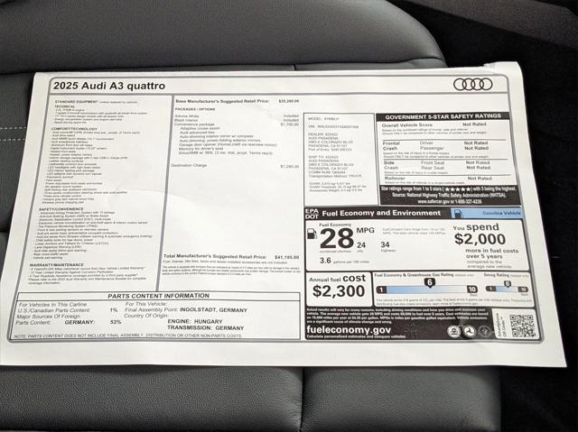 new 2025 Audi A3 car, priced at $41,195