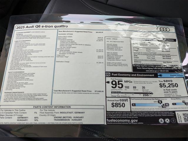 new 2025 Audi Q6 e-tron car, priced at $72,660