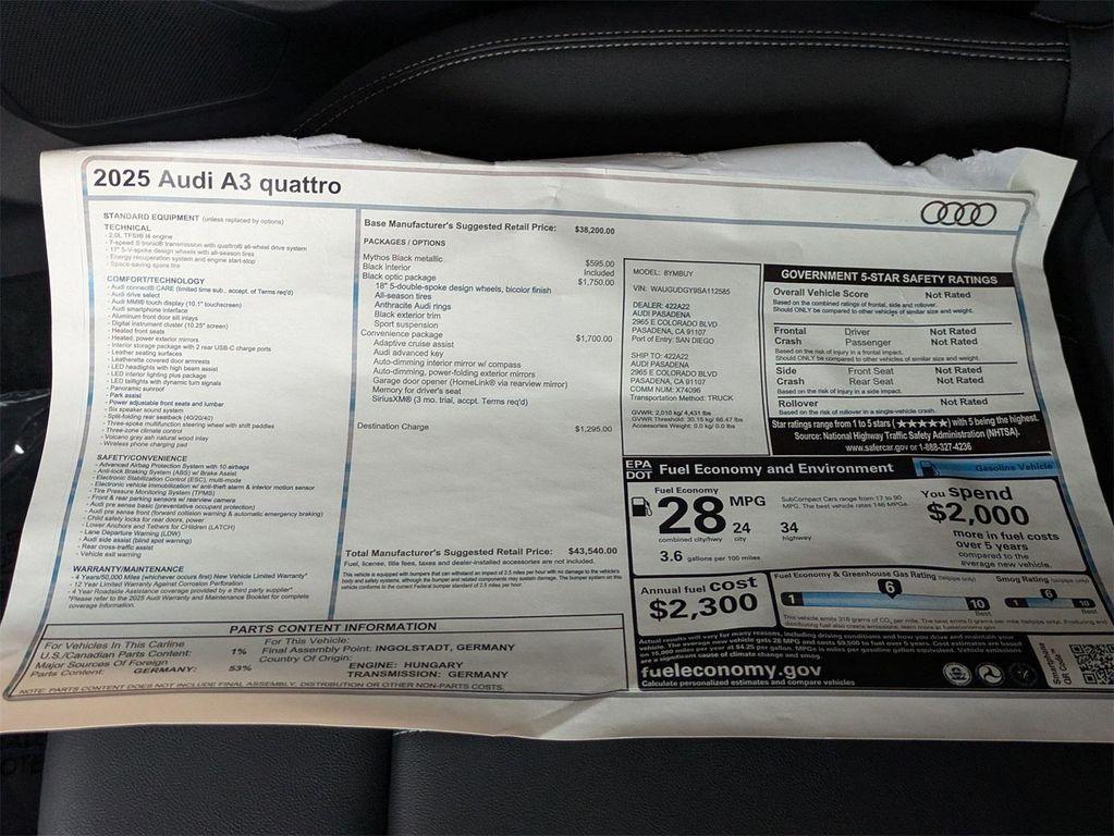 new 2025 Audi A3 car, priced at $43,540