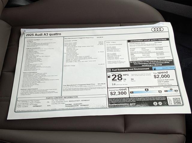 new 2025 Audi A3 car, priced at $43,540