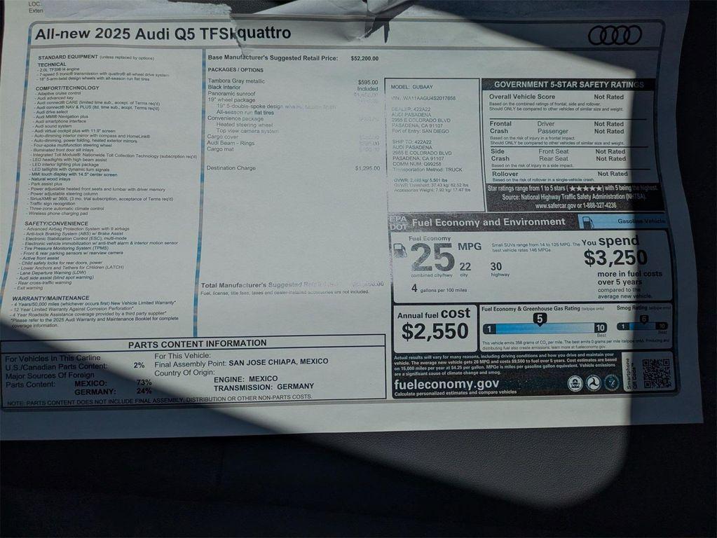 new 2025 Audi Q5 car, priced at $57,950