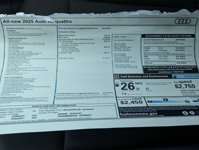 new 2025 Audi A5 car, priced at $54,485