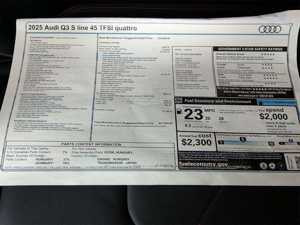 new 2025 Audi Q3 car, priced at $47,865