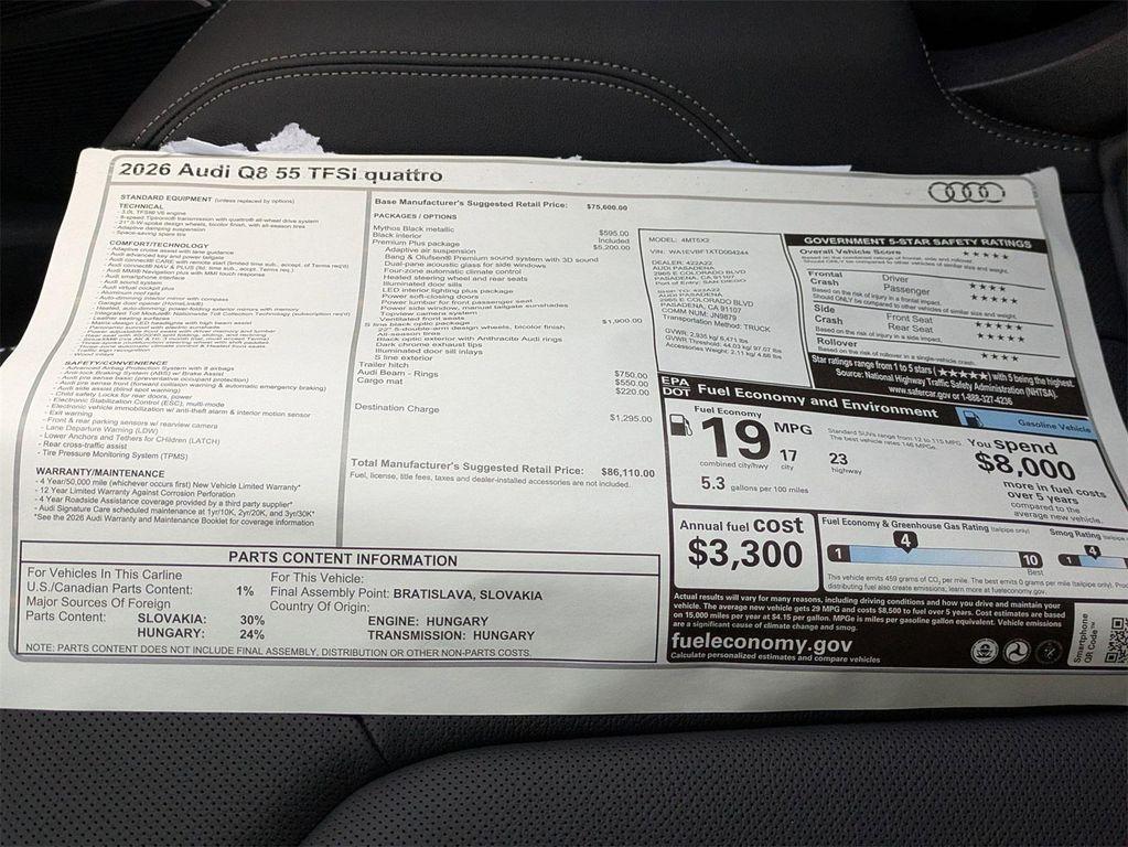 new 2026 Audi Q8 car, priced at $86,110