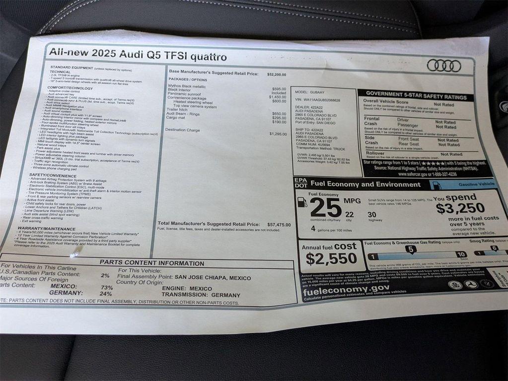 new 2025 Audi Q5 car, priced at $57,475