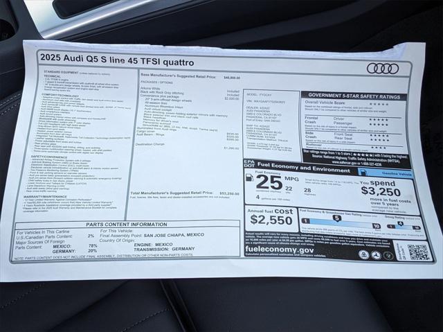 new 2025 Audi Q5 car, priced at $53,250